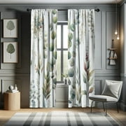 Ambesonne Green Curtains, Watercolor Look Urban Jungle, Pair of 28"x63", Slate Brown White Khaki