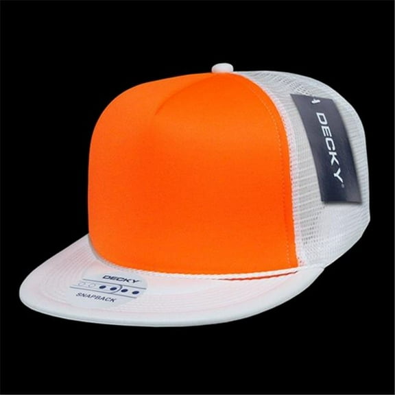 Flat Bill Neon Trucker Caps, Wht/Orn