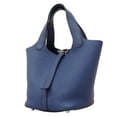 thumbnail image 1 of Pre-Owned Hermes Picotin PM handbag, Taurillon Clemence leather, Blue Brighton, □J stamp,..., 1 of 11