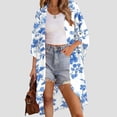thumbnail image 5 of Xdegoge Kimono Cardigans for Women Open Front Half Sleeve Boho Tropical Print Cover Up Sheer Chiffon Duster Lightweight Summer Casual Daily Outerwear, 5 of 8