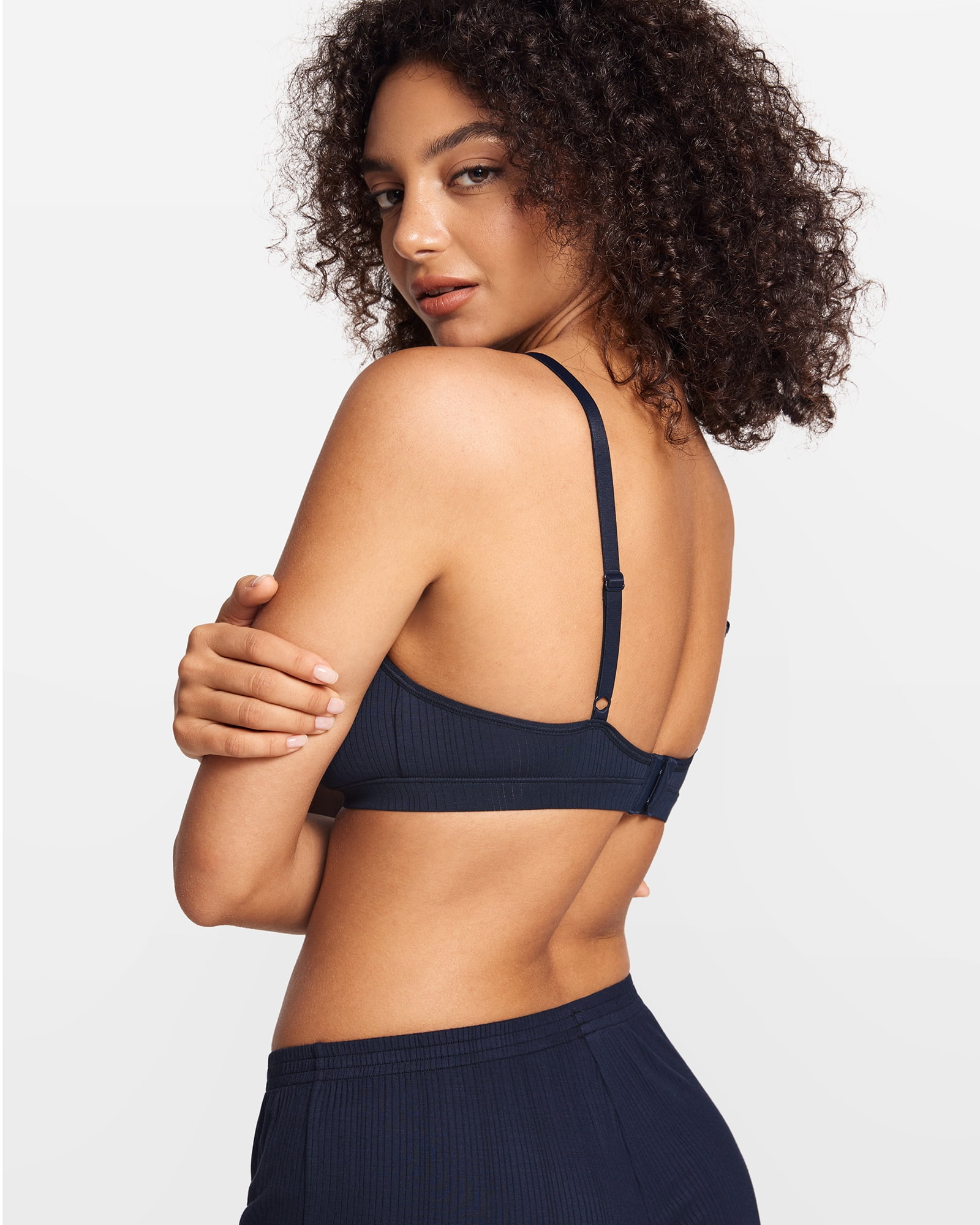 Women's Natrelax No Underwire Comfort Bralette Ribbed Wireless Bra Sleep Unlined V Neck Bras Soft Everyday