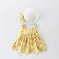 thumbnail image 3 of FRSASU Toddler Kids Girl Summer Bowknot Bowknot Checked Sling Dress with Hat, 3 of 4