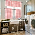 thumbnail image 7 of XWZO Short Kitchen Curtains 3 Pieces Set, Semi Sheer Light Filtering Checkered Tier and Valance Window Curtains Set, Pink, 52W x 18L (1 Panel) + 26W x 24L (2 Panels), 7 of 7