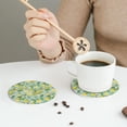 thumbnail image 3 of Leather Coasters with Heat-resistant for Drinks, Cute Lemon Purple Flower Leaves -标题2 Round Shape, 3 of 5