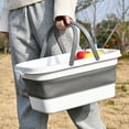 thumbnail image 4 of Tuphregyow Portable Picnic Basket for 2 with Multi-Function Lid, Food Tray Table, Phone Slot, and Cup Holder - Ideal for Picnics, Beach, Camping, Hiking, and Fishing White, 4 of 8