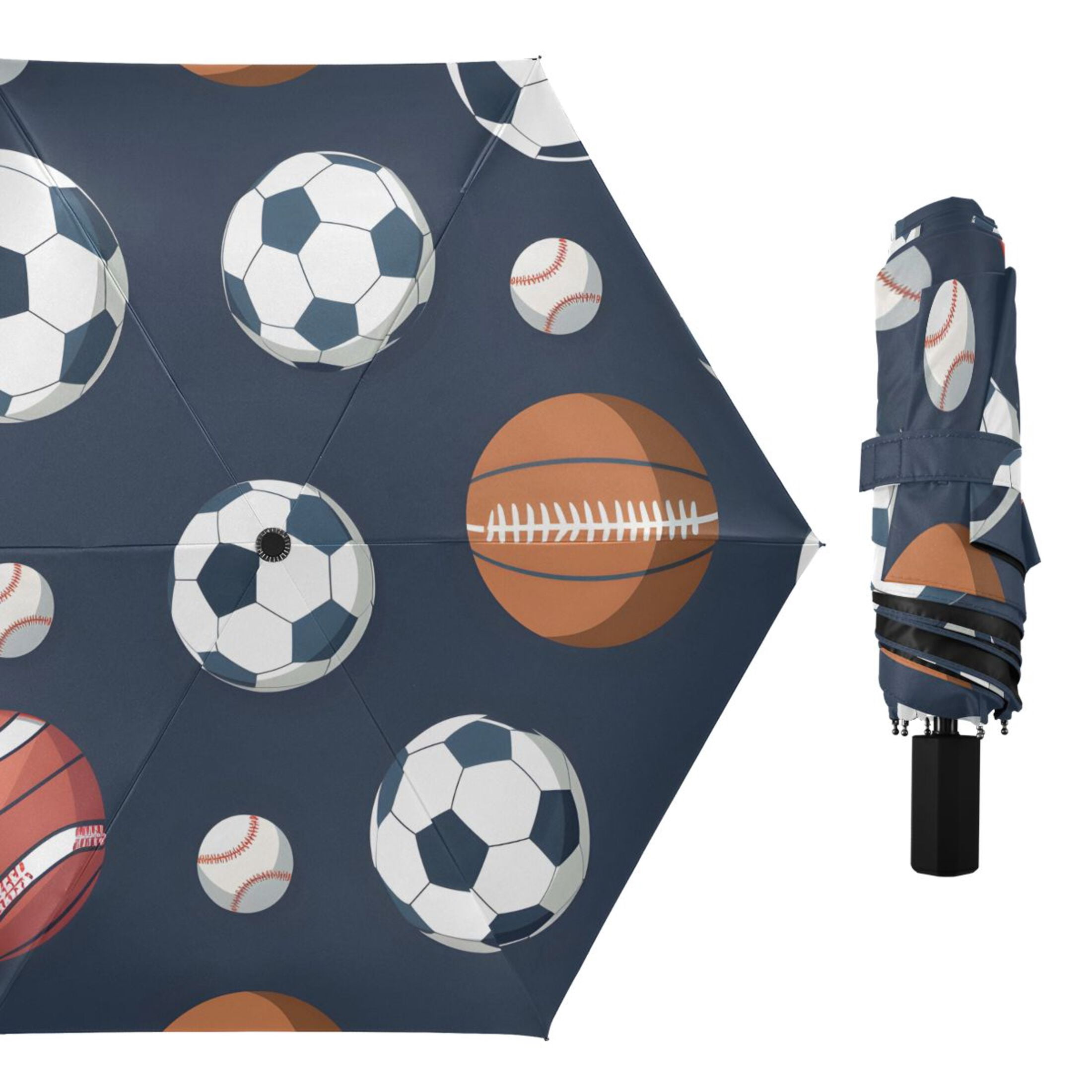 ALAZA Football Baseball UPF 50+ Compact Folding Umbrella for Rain Travel Umbrella Packable