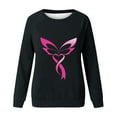 thumbnail image 3 of WREESH Cancer Awareness Graphic Sweatshirt for Women Lightweight Pink Ribbon Long Sleeve Casual Top Black, 3 of 5