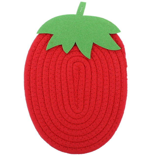 Miangastore 1 Pce Tapis de Bol en Forme de Fraise Résistant à la Chaleur Dessous de Verre en Coton Tissé