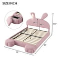 thumbnail image 2 of Kumix Upholstered Platform Bed with Cartoon Ears Shaped Headboard and Light, Platform Bed Full Size with Storage for Boys and Girls Teens, Upholstered Platform Bed Frame for Bedroom, Pink, 2 of 7