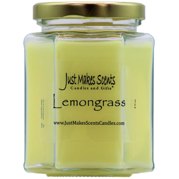 Just Makes Scents Lemongrass Scented 8oz Jar Candle with 40 h Burn Time