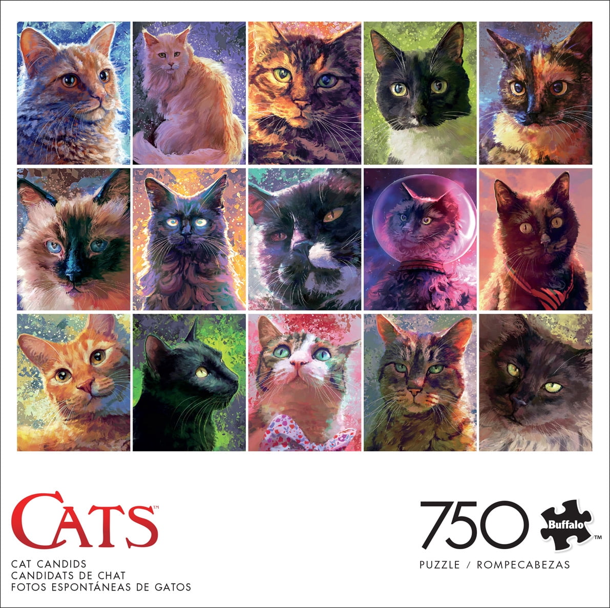 Buffalo Games Cat Candids 750-Piece 24 x 18-Inch Interlocking Jigsaw Puzzle for Adults Ages 14+