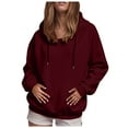 thumbnail image 3 of Kaprioy Womens Casual Hoodies Long Sleeve Loose Fall Winter Sweatshirt with Pocket Lightweight Solid Color Pullover Tops , XXXXXL, 3 of 8