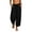 Black, variant on Womens Washed Faux Linen Harem Capri Pants Adjustable Drawstring High Waist Geometric Patch Stitching Side Pocket Bohemian Resort Summer Daily Casual Bottoms Blue M