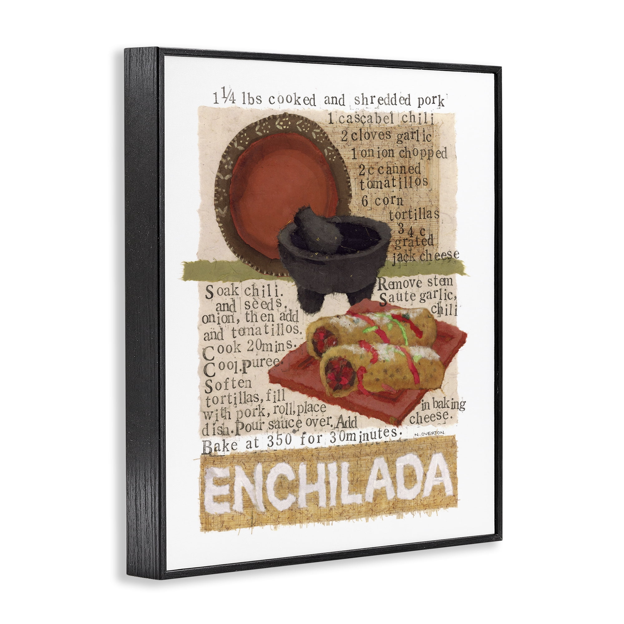 Stupell Industries Mexican Enchilada Recipe Food & Beverage Painting Black Framed Art Print Wall Art, 11 x 14