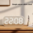 thumbnail image 3 of Relaj de espejo, relaj de alarma espejo de la temperatura blanca mumpla 5 niveles brillo para el escritorio, 3 of 7