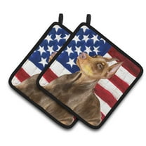 Caroline's Treasures Doberman Pinscher Patriotic Pair of Pot Holders