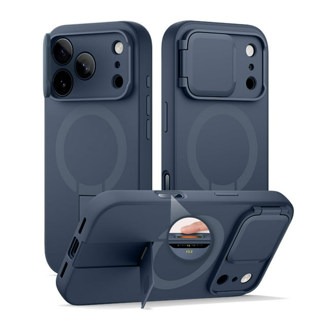 Case for iPhone 17 Pro Max/17 Pro/17 Air/17, Magnetic Case with Metal Kickstand Cover Shockproof Lens Protection Shell