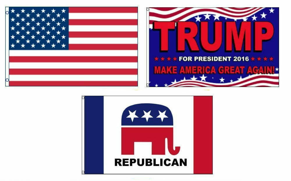 3x5 Donald Trump President White #2 Red Hat & Flag Set 3'x5'