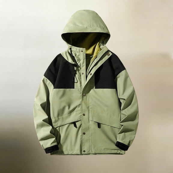 Aimik Women's Classic Color-Block Hooded Windbreaker Jacket Lightweight Water-Resistant Jacket with Button Front for Spring Fall