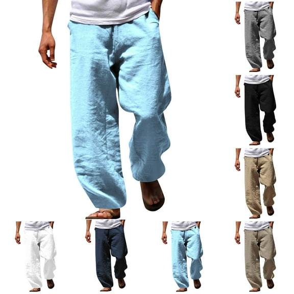 ZZwxWA Pants for Men Men's Fall Cuffed Pants Multi Pocket Tether Solid Trousers Relaxation Length Pants Sweatpants for Men up to 45% Off