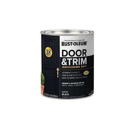 Rust-Oleum 369383 Advanced Dry Door & Trim Paint, Quart, Satin Black