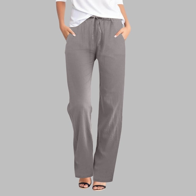 WILLBEST Pantalones Casuales de Verano para Mujer, de Color Liso, Holgados, Estilo Harlan, Ligeros, de Pierna Ancha y Diseño Recortado para Mayor Comodidad y Estilo. Chica