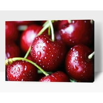 Kitchen Wall Decor Canvas Art, Red Cherry Fruit Canvas Print for Dining Room Decor, Contemporary Fruit Picture Kitchen Framed Painting for Restaurant Decor-Ready to Hang 12x18