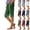 20# Army Green, variant on Women Cotton Linen Capri Pants Trendy Side Split Side Pocket Pants Comfortable Soft Loose Fit Casual Summer Culottes White M
