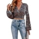 thumbnail image 4 of SAYOO Blusas de Manga Larga para Mujer, Floral/Geometría/Blusa de Cuello en V con Estampado de Leopardo, Tops Simples Elegantes Informales SAYOO casual, 4 of 9