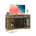 thumbnail image 2 of Uforic 63" Dog Crate Furniture with 2 Drawers,TV Stand with Charging Station 63" Large Wooden Indoor Dog Kennel - Brown, 2 of 9