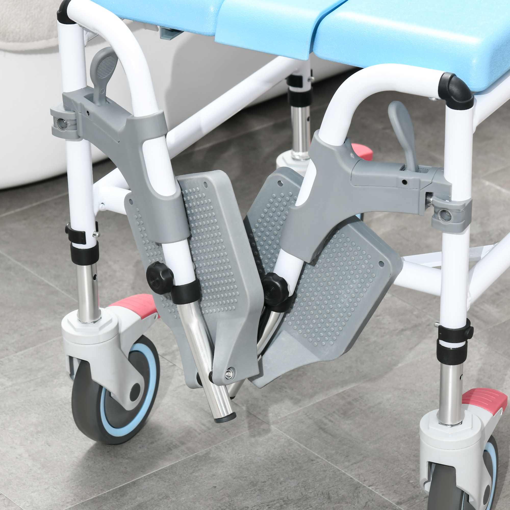 HomCom Accessibility Commode Wheelchair with 4 Castor Wheels, Blue