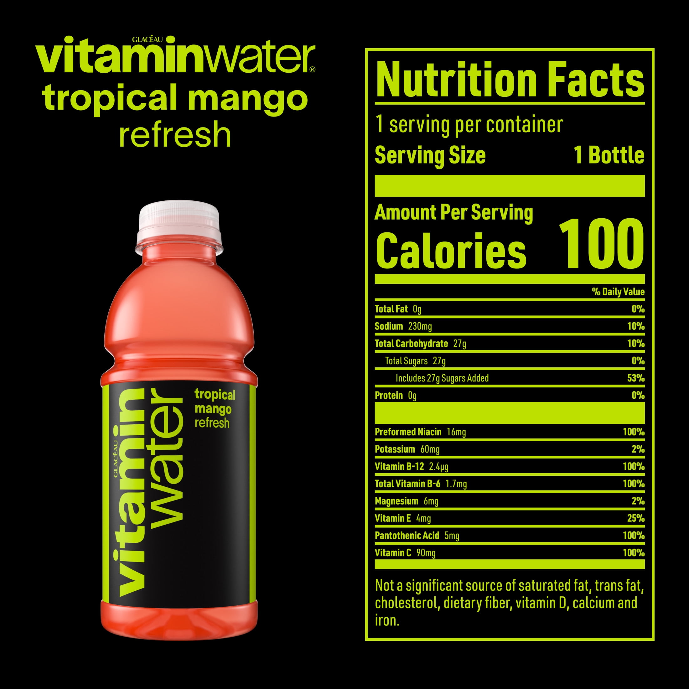 vitaminwater Refresh Tropical Mango Flavored Water Beverage Bottle, 20 fl oz