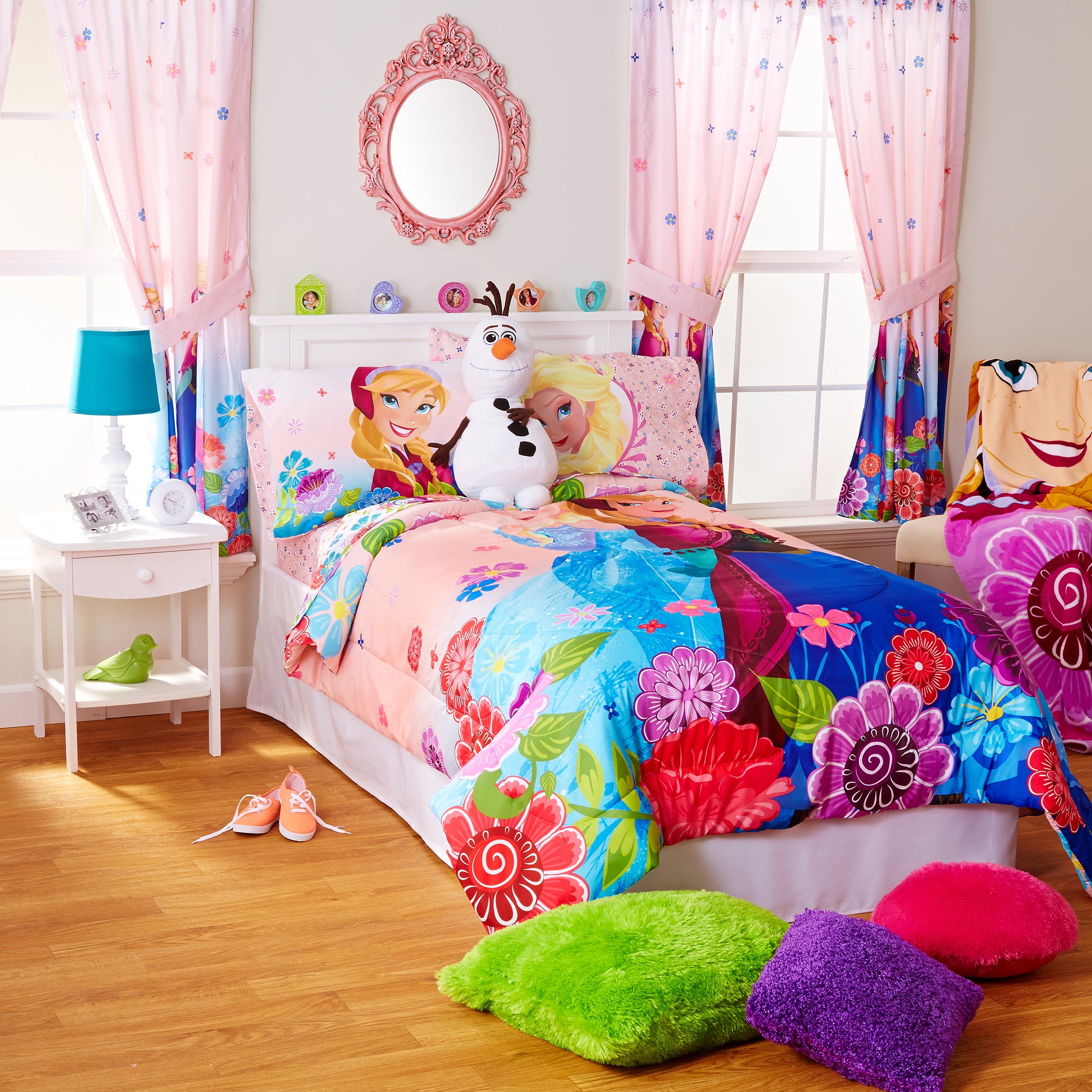 Disney Frozen Floral Breeze Twin Full Pink Reversible Bedding