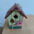 Luxcidy Wooden Bird Houses for Outside, Handmade Natural Blue Bird