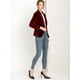 thumbnail image 4 of Abrigo Oficina Allegra K Chaqueta Terciopelo Botones Cuello Chal Vino Rojo XS, 4 of 7