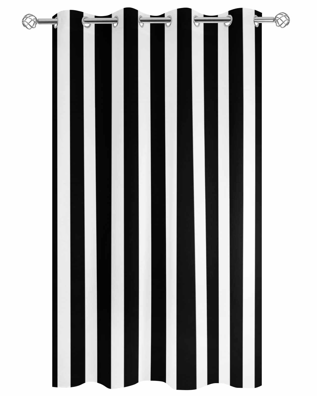Black Striped Outdoor Curtains for Patio, Modern Farmhouse Black and White Stripes Privacy Drapes Grommet Waterproof Outside Curtains for Porch/Cabana/Balcony 54"x 108", 1 Panel