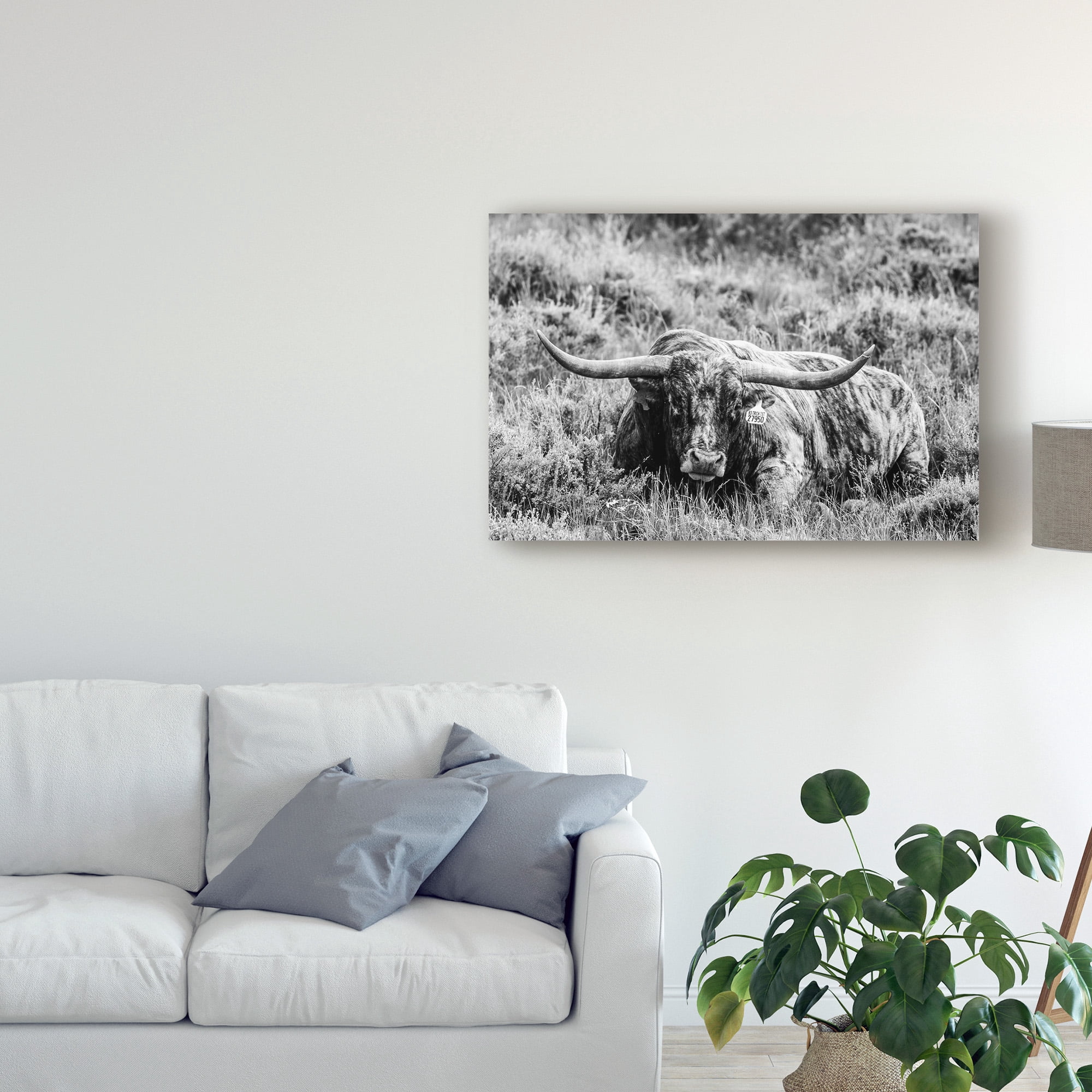 Trademark Fine Art 'B&W Longhorn III' Canvas Art by Tyler Stockton