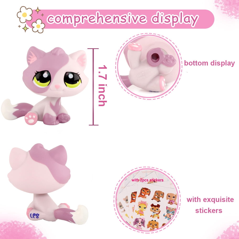 Mini lps shop Purple Tabby Bon Bon Cat #1660 Sitting Kitty Green