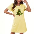 thumbnail image 1 of Camisón corto navideño para mujer, talla grande, cuello redondo, manga corta, estampado en el pecho, vestido de noche para mujer, 1 of 3
