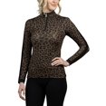 thumbnail image 2 of Kastel Denmark Women's Lightweight Crewneck Sun Shirt | 1/4 Zip Athletic Tops | UPF 30+ Protection (Olive/Animal Print, X-Large), 2 of 3