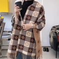 thumbnail image 3 of Bufanda cálida de estilo coreano para mujer, estilo perezoso de invierno, bufanda de cuadros antiguos tipo cachemira para hombres, 3 of 4