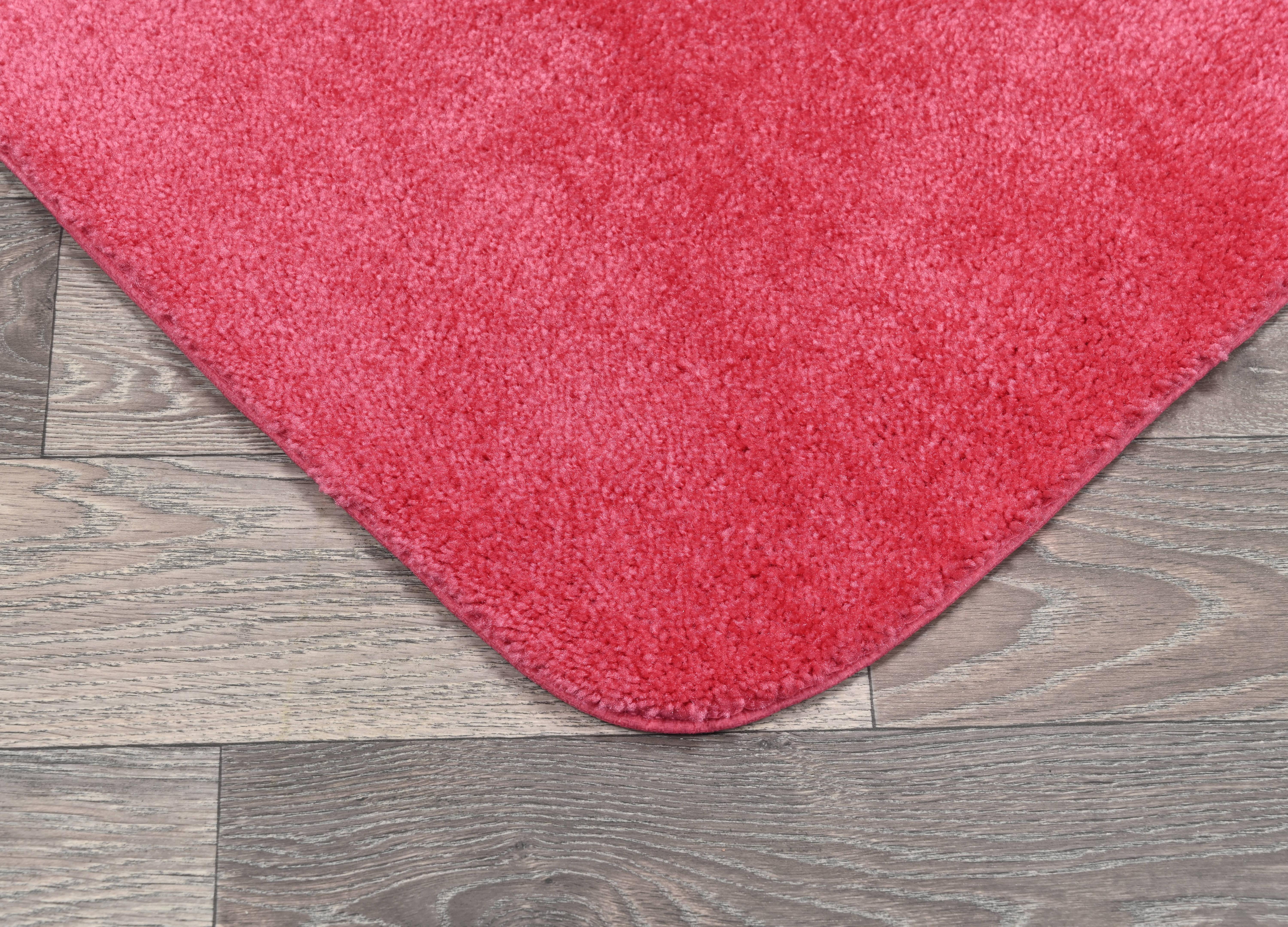 Garland Rug Traditional Washable Nylon Pink Hibiscus Bath Rug, 24" x 40"
