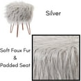 thumbnail image 4 of BirdRock Home Faux Fur Foot Stool Ottoman with Hair Pin Legs - Silver, 4 of 9
