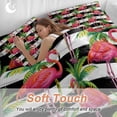 thumbnail image 3 of Pink Flamingo Full Size Comforter Set, Palm Leaf White Black Striped Animal Bedding for All Seasons, 4 Pcs Bed Set, 1Quiltcover (86"x86") ,1Sheet(80"x116"), 2Pillowcases (30"x20"), 3 of 12