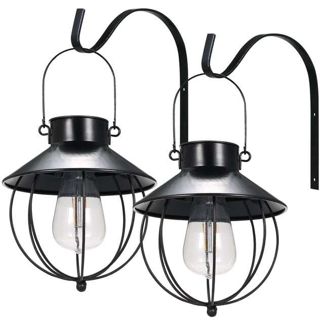 Riwcyla 2 Pcs Énergie Solaire Rétro Vintage P, Pendentif H, Suspension Murale Contrôle Sensible/ Résistance IP65/ Intégré, Cellule Rechargeable Haute Capacité 600mAh pour Cour Jardin Patio P, Chemin Sconc