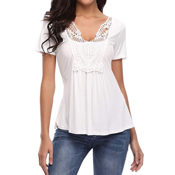 Fresh look Women's Peplum Tops Deep VNeck Ruched Front Short Sleeve