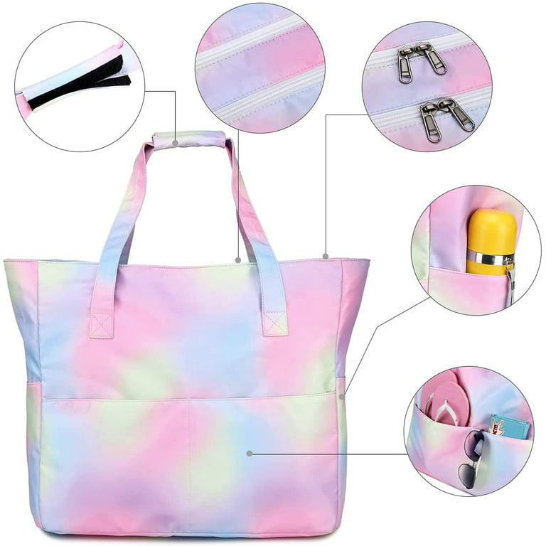 Waterproof Beach Tote Pool Bags for Women Ladies Extra Large Gym Tote Carry  On Bag With Wet Compartment for Weekender Travel
