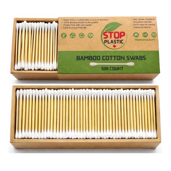 Bamboo Cotton Swabs 500 Count – Soft Cotton Tips for Makeup, Beauty & Personal Care