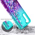 thumbnail image 5 of Nagebee Case for Samsung Galaxy S21 5G with Screen Protector (Full Coverage HD Film) Ring Holder/Wrist Strap, Girls Women Liquid Bling Sparkle Glitter Cute Phone Cover (Aqua/Purple), 5 of 7