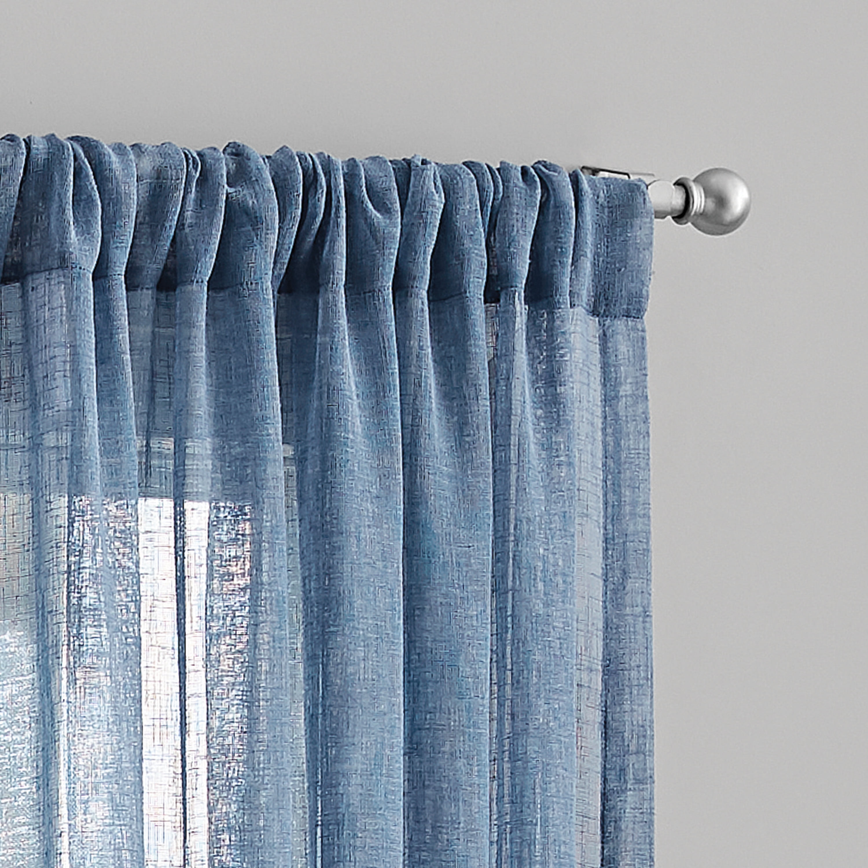 Mainstays Bel Air Sheer Wide Single Curtain Panel, Blue, 50" W x 84" L